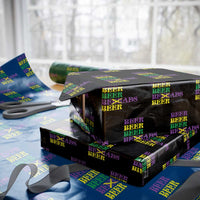 Funny Mardi Gras Drinking Wrapping Paper Roll Retro Beads Beer Carnival Party