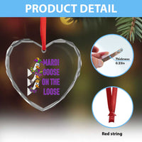 Funny Mardi Gras Heart Crystal Glass Ornament Louisiana Carnival Silly Goose Festival