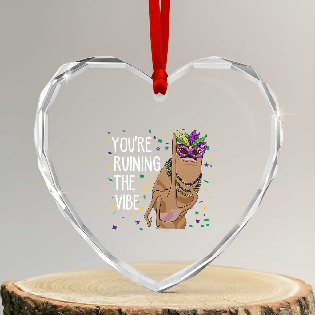 Funny Mardi Gras Heart Crystal Glass Ornament Marcus The Worm Carnival Trendy Meme