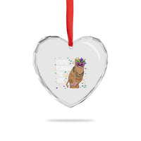 Funny Mardi Gras Heart Crystal Glass Ornament Marcus The Worm Carnival Trendy Meme
