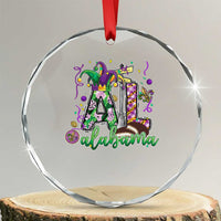 Funny Mardi Gras In Alabama AL Crystal Glass Ornament Moon Pie Jester Hat