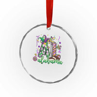 Funny Mardi Gras In Alabama AL Crystal Glass Ornament Moon Pie Jester Hat