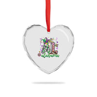 Funny Mardi Gras In Alabama AL Heart Crystal Glass Ornament Moon Pie Jester Hat