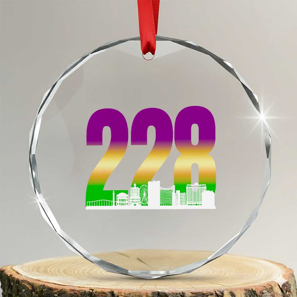 Funny Mardi Gras In Biloxi Mississippi Crystal Glass Ornament 228 Skyline Area Code