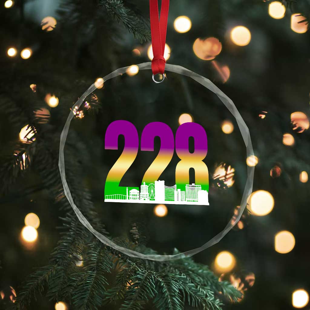 Funny Mardi Gras In Biloxi Mississippi Crystal Glass Ornament 228 Skyline Area Code