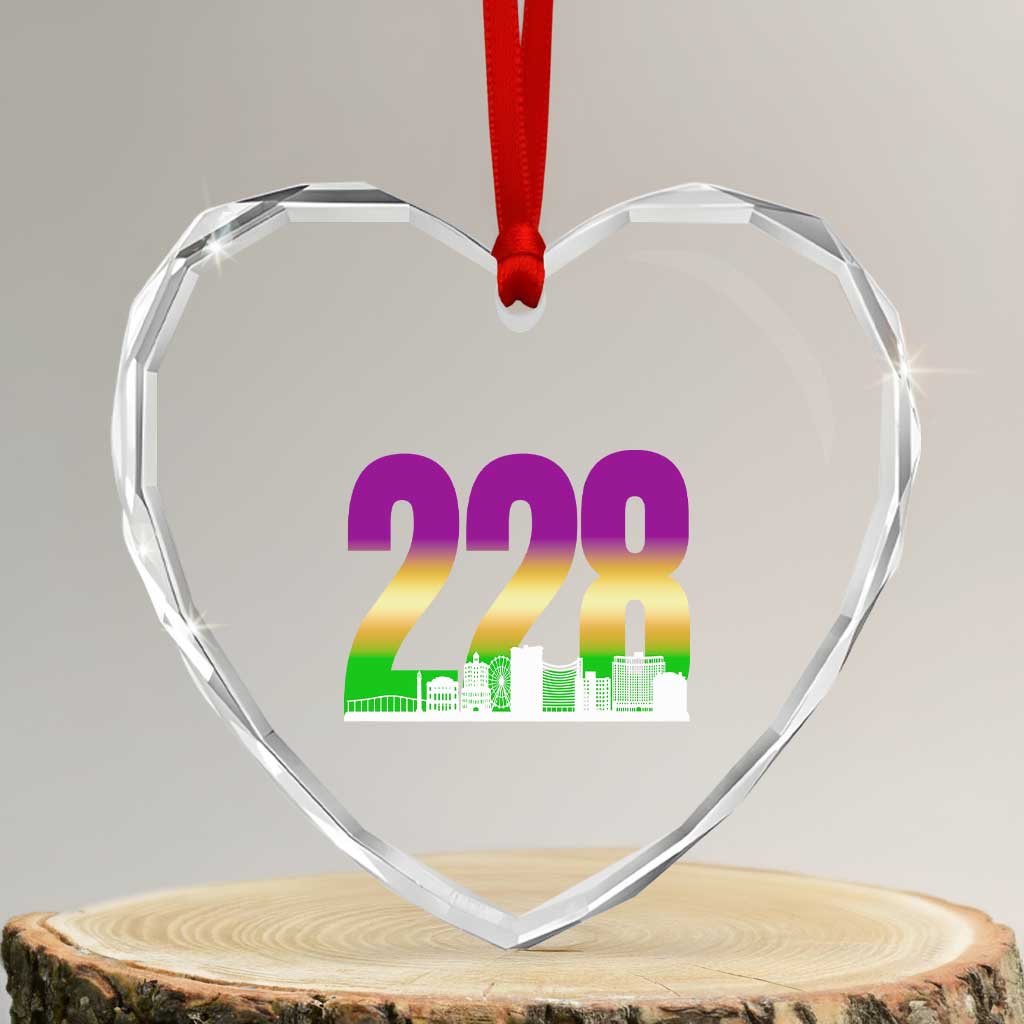 Funny Mardi Gras In Biloxi Mississippi Heart Crystal Glass Ornament 228 Skyline Area Code