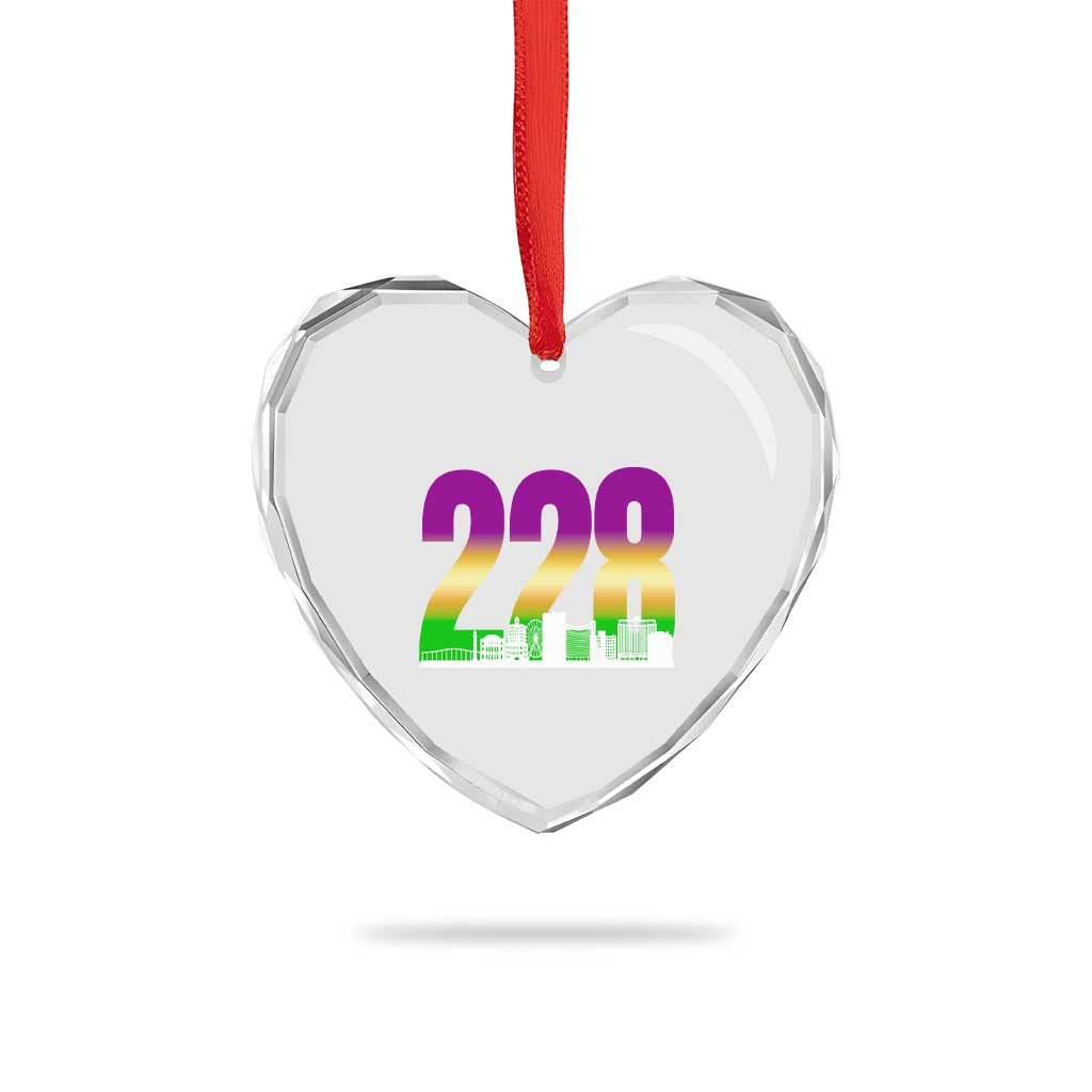 Funny Mardi Gras In Biloxi Mississippi Heart Crystal Glass Ornament 228 Skyline Area Code