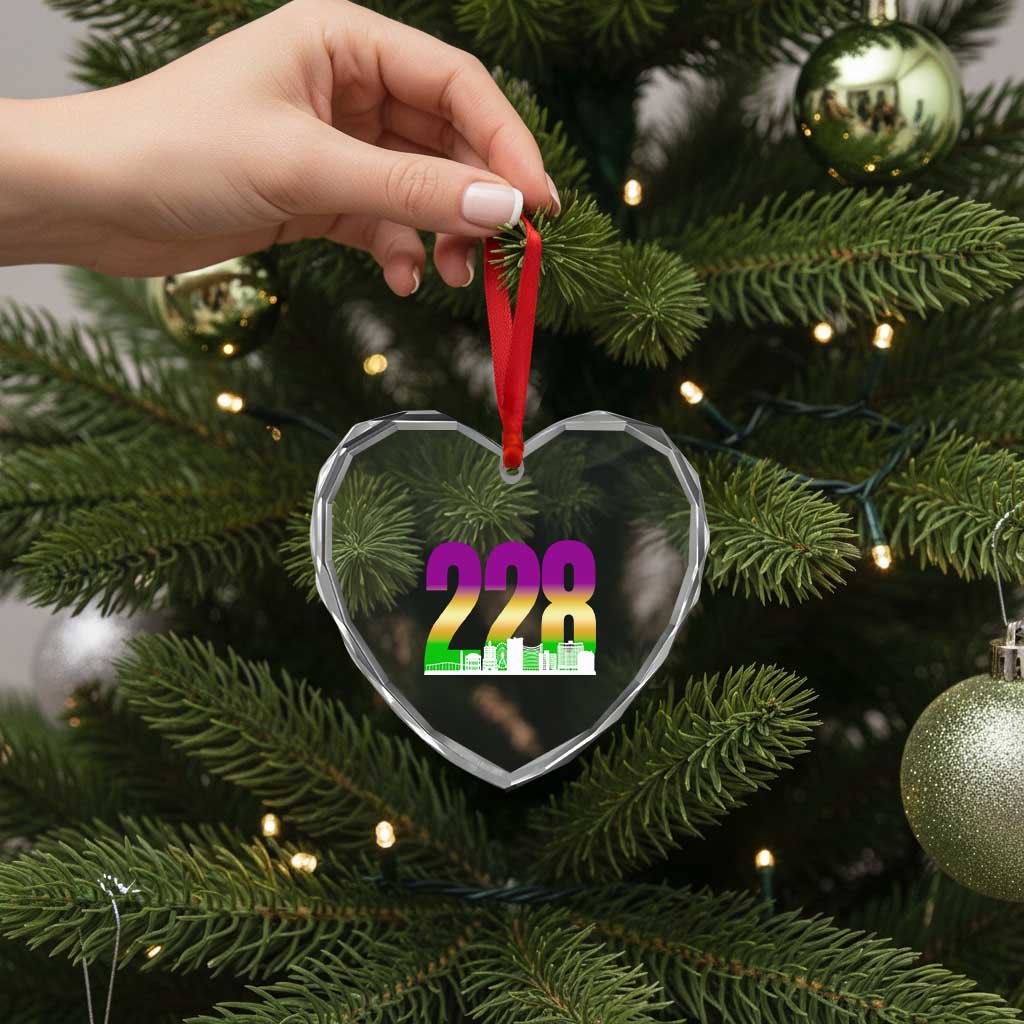 Funny Mardi Gras In Biloxi Mississippi Heart Crystal Glass Ornament 228 Skyline Area Code