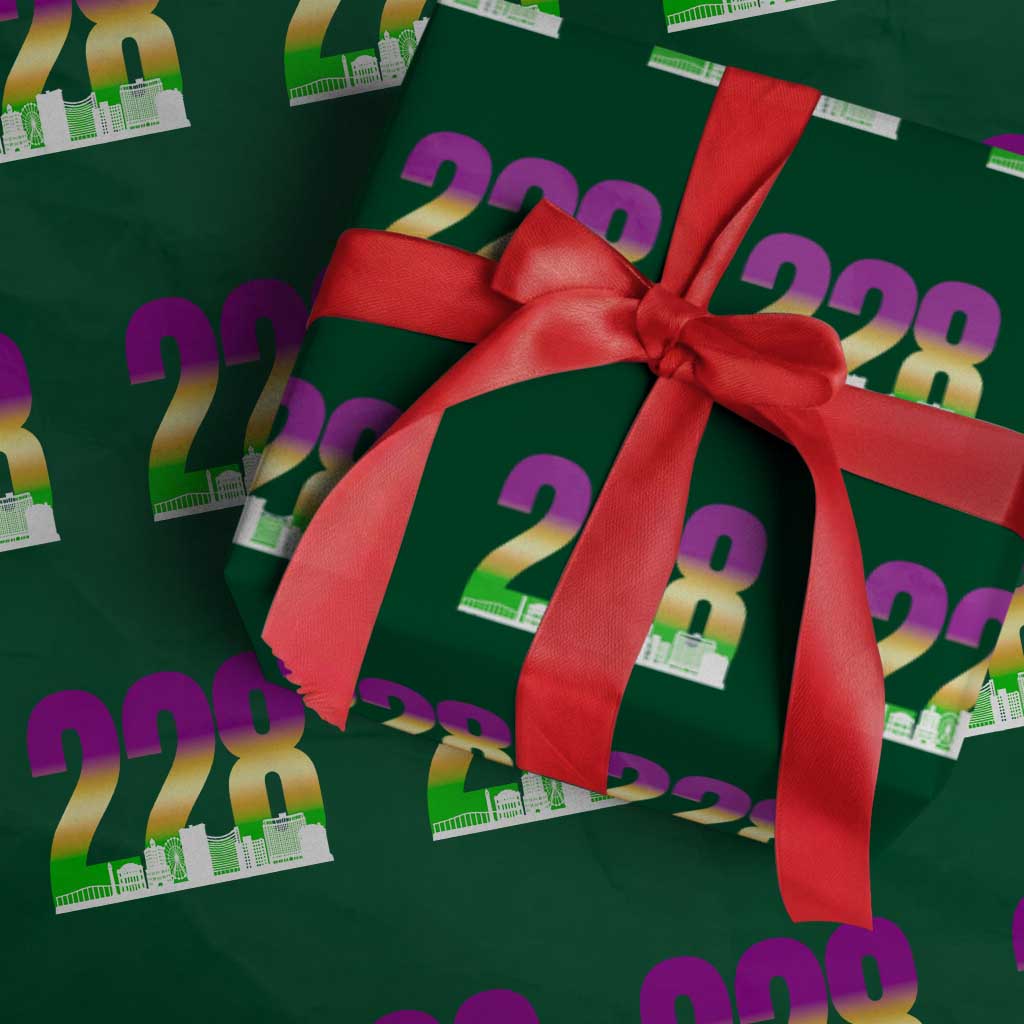 Funny Mardi Gras In Biloxi Mississippi Wrapping Paper Roll 228 Skyline Area Code