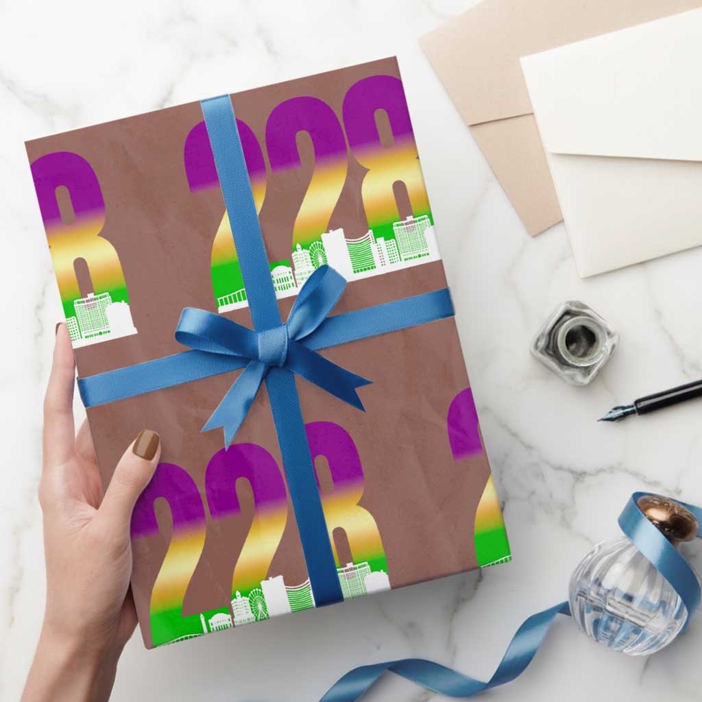 Funny Mardi Gras In Biloxi Mississippi Wrapping Paper Roll 228 Skyline Area Code