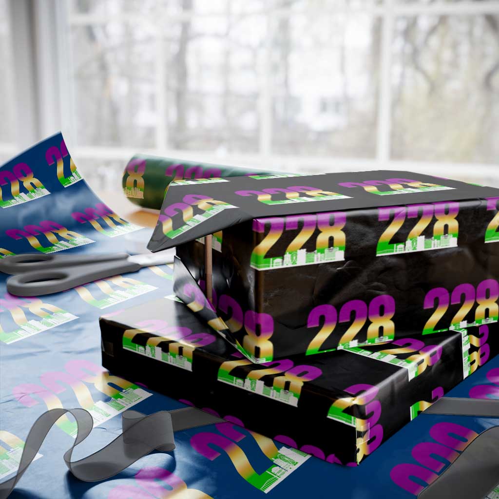 Funny Mardi Gras In Biloxi Mississippi Wrapping Paper Roll 228 Skyline Area Code