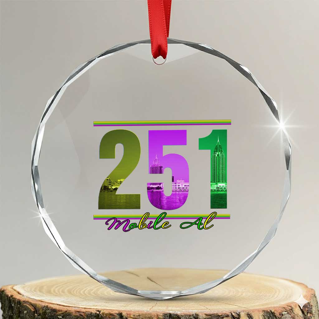 Funny Mardi Gras In Mobile Alabama 251 Crystal Glass Ornament Skyline Area Code