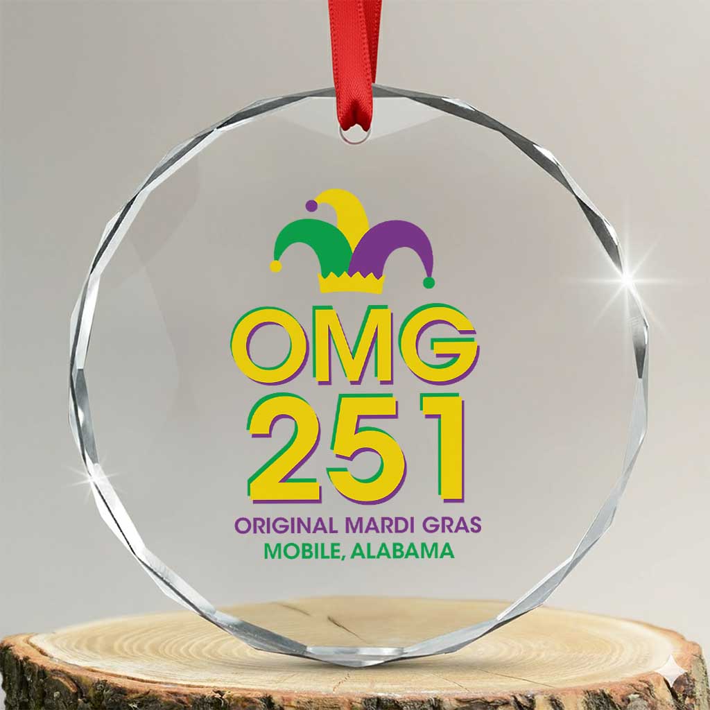 Funny Mardi Gras In Mobile Alabama Crystal Glass Ornament OMG 251 Original Mardi Gras Jester Hat