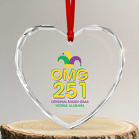 Funny Mardi Gras In Mobile Alabama Heart Crystal Glass Ornament OMG 251 Original Mardi Gras Jester Hat
