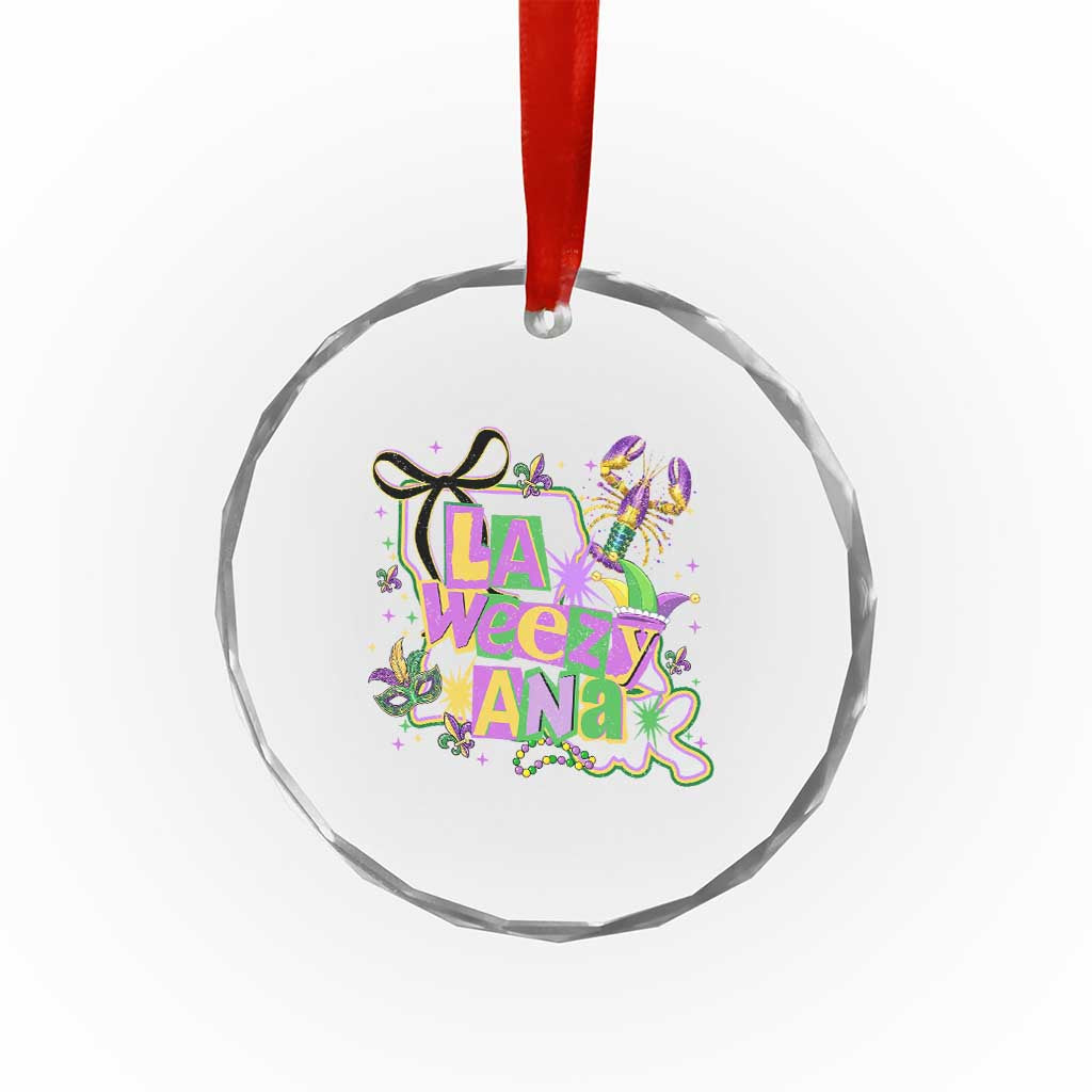 Funny Mardi Gras La Weezy Ana Crystal Glass Ornament New Orleans Festival Louisiana Map