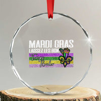Funny Mardi Gras Laissez Les Bon Temps Rouler Crystal Glass Ornament Fleur De Lis Glitter Print