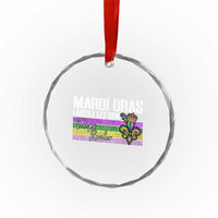 Funny Mardi Gras Laissez Les Bon Temps Rouler Crystal Glass Ornament Fleur De Lis Glitter Print