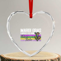 Funny Mardi Gras Laissez Les Bon Temps Rouler Heart Crystal Glass Ornament Fleur De Lis Glitter Print