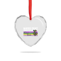 Funny Mardi Gras Laissez Les Bon Temps Rouler Heart Crystal Glass Ornament Fleur De Lis Glitter Print