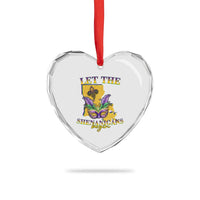 Funny Mardi Gras Let The Shenanigans Begin Heart Crystal Glass Ornament Louisiana Map