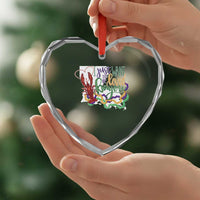Funny Mardi Gras Louisiana Heart Crystal Glass Ornament I Just Want To Be Loved Bayou Crawfish Beads