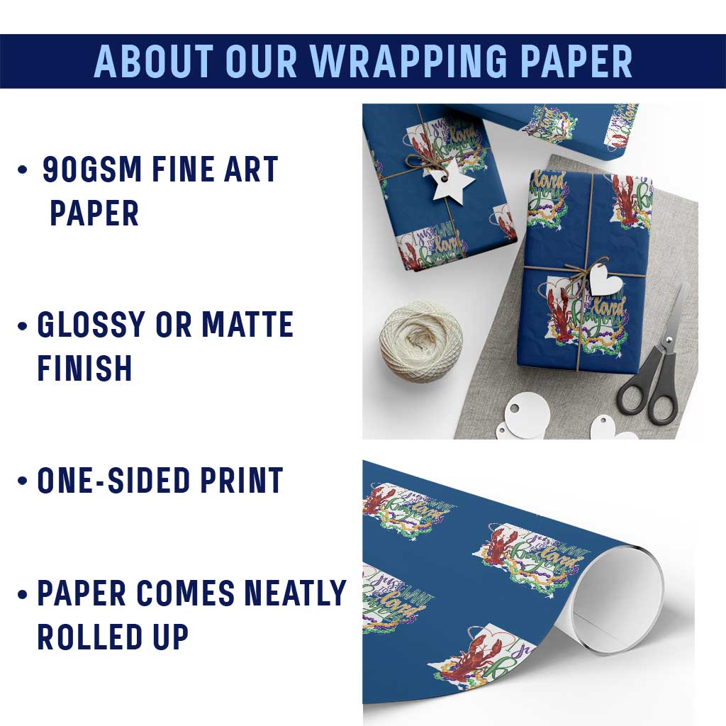 Funny Mardi Gras Louisiana Wrapping Paper Roll I Just Want To Be Loved Bayou Crawfish Beads