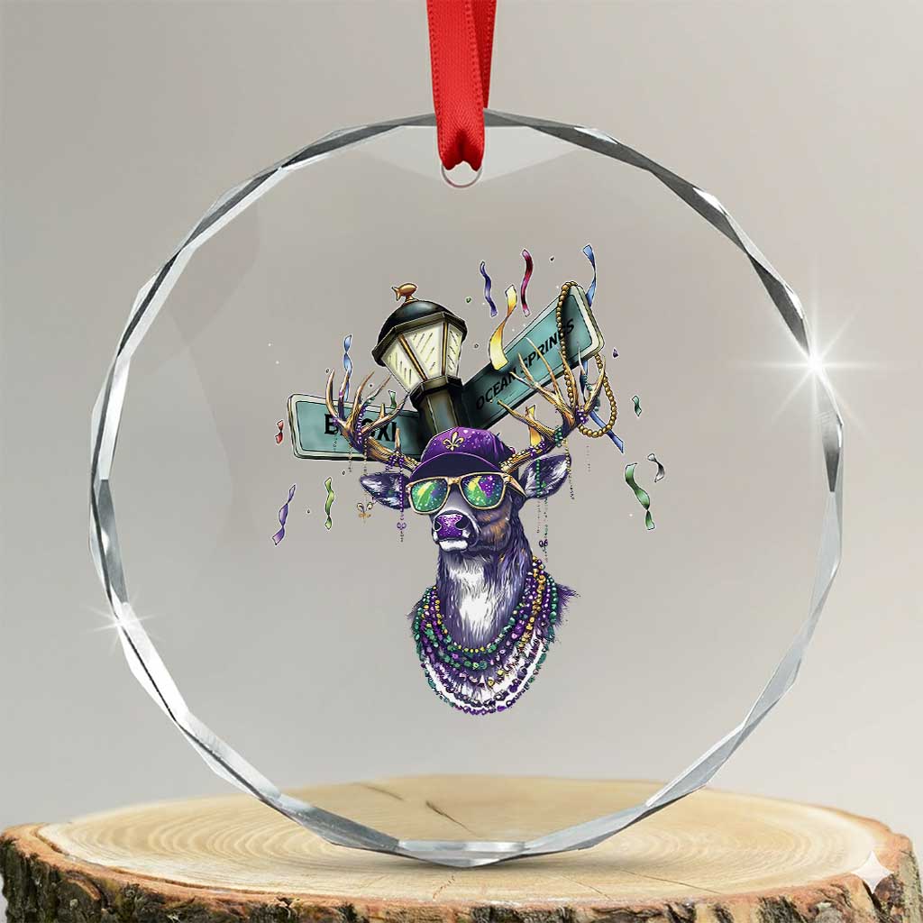 Funny Mardi Gras Mississippi Deer Crystal Glass Ornament Biloxi Ocean Springs Carnival