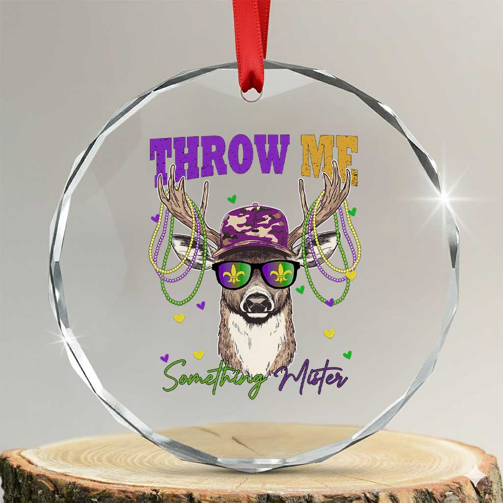 Funny Mardi Gras Mississippi Deer Crystal Glass Ornament Throw Me Something Mister Beads