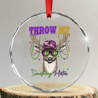 Funny Mardi Gras Mississippi Deer Crystal Glass Ornament Throw Me Something Mister Beads