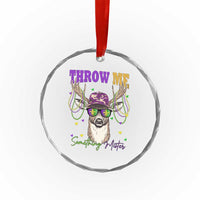 Funny Mardi Gras Mississippi Deer Crystal Glass Ornament Throw Me Something Mister Beads