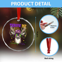 Funny Mardi Gras Mississippi Deer Crystal Glass Ornament Throw Me Something Mister Beads