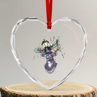 Funny Mardi Gras Mississippi Deer Heart Crystal Glass Ornament Biloxi Ocean Springs Carnival