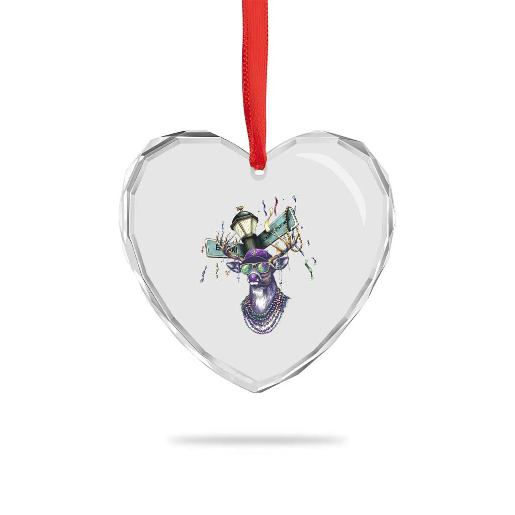 Funny Mardi Gras Mississippi Deer Heart Crystal Glass Ornament Biloxi Ocean Springs Carnival
