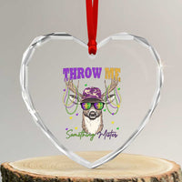 Funny Mardi Gras Mississippi Deer Heart Crystal Glass Ornament Throw Me Something Mister Beads