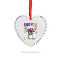Funny Mardi Gras Mississippi Deer Heart Crystal Glass Ornament Throw Me Something Mister Beads
