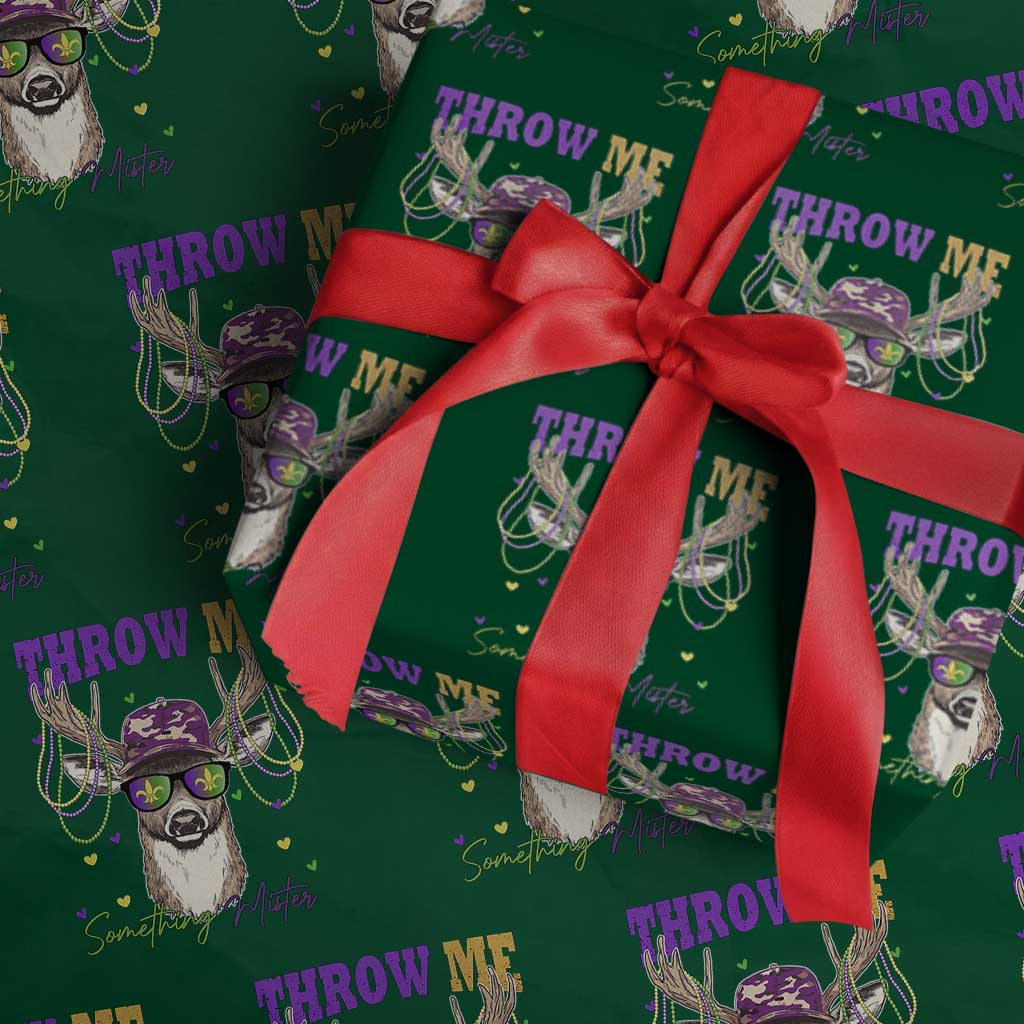 Funny Mardi Gras Mississippi Deer Wrapping Paper Roll Throw Me Something Mister Beads