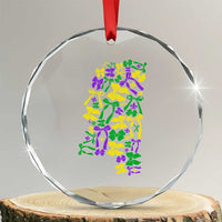 Funny Mardi Gras Mississippi Map Coquette Bow Crystal Glass Ornament