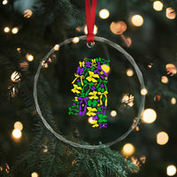 Funny Mardi Gras Mississippi Map Coquette Bow Crystal Glass Ornament