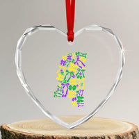 Funny Mardi Gras Mississippi Map Coquette Bow Heart Crystal Glass Ornament
