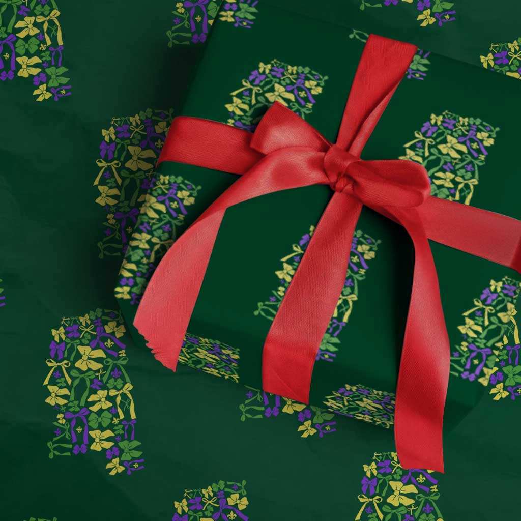 Funny Mardi Gras Mississippi Map Coquette Bow Wrapping Paper Roll