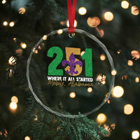 Funny Mardi Gras Mobile Alabama 251 Crystal Glass Ornament Where It All Started Area Code Glitter Print
