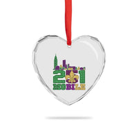 Funny Mardi Gras Mobile Alabama 251 Heart Crystal Glass Ornament Skyline Area Code Glitter Print