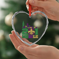 Funny Mardi Gras Mobile Alabama 251 Heart Crystal Glass Ornament Skyline Area Code Glitter Print