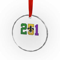 Funny Mardi Gras Mobile Alabama Crystal Glass Ornament 251 Area Code Glitter Print Fleur De Lis