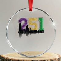Funny Mardi Gras Mobile Alabama Crystal Glass Ornament 251 Skyline Area Code Glitter Print