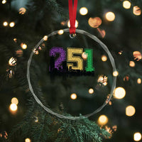 Funny Mardi Gras Mobile Alabama Crystal Glass Ornament 251 Skyline Area Code Glitter Print