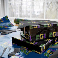 Funny Mardi Gras Mobile Alabama Wrapping Paper Roll 251 Area Code Glitter Print Fleur De Lis