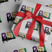 Funny Mardi Gras Mobile Alabama Wrapping Paper Roll 251 Skyline Area Code Glitter Print
