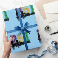 Funny Mardi Gras Mobile Alabama Wrapping Paper Roll 251 Skyline Area Code Glitter Print