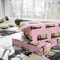 Funny Mardi Gras Mobile Alabama Wrapping Paper Roll 251 Skyline Area Code Glitter Print